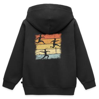 Athlétisme - Sweat Premium à capuche zippé enfant bio - noir - Dos - AI Model Kid Male (0cm)