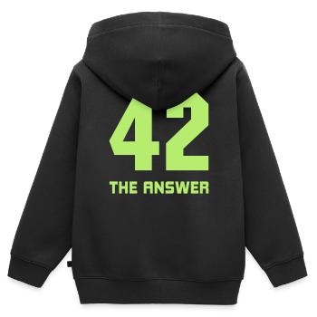 42, the Answer Antwort Galaxis Science Fiction UFO - Kinder Premium Organic Zip Hoodie - Schwarz - Hinten - AI Model Kid Male (0cm)
