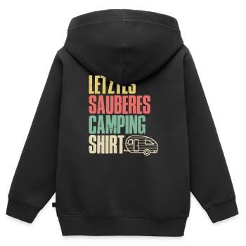 Letztes sauberes Camping Gewand - Kinder Premium Organic Zip Hoodie - Schwarz - Hinten - AI Model Kid Male (0cm)