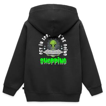 Alien Ufo Alien Aliens Zone 51 - Sweat Premium à capuche zippé enfant bio - noir - Dos - AI Model Kid Male (0cm)