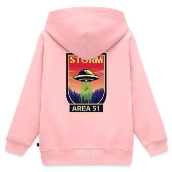 Storm Area 51 - Kinder Premium Organic Zip Hoodie - Rosa - Hinten - AI Model Kid Female (0cm)