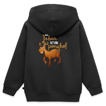 Das Leben ist kein Ponyhof - Kinder Premium Organic Zip Hoodie - Schwarz - Hinten - AI Model Kid Male (0cm)