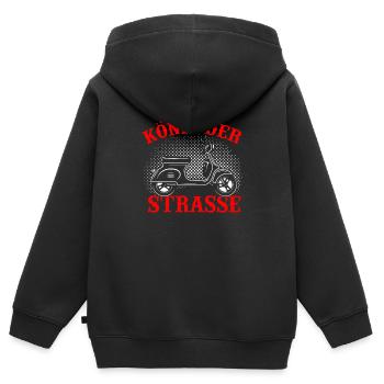 Roller - Kinder Premium Organic Zip Hoodie - Schwarz - Hinten - AI Model Kid Male (0cm)