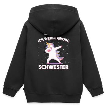 Einzelkind Große Schwester Kinder Geschenk - Kinder Premium Organic Zip Hoodie - Schwarz - Hinten - AI Model Kid Male (0cm)