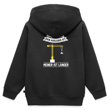 Kran - Kinder Premium Organic Zip Hoodie - Schwarz - Hinten - AI Model Kid Male (0cm)