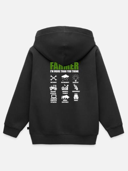 Landwirt Farmer Bauer Traktor Bauernhof Stall - Premium børne zip-hættetrøje økologisk - sort