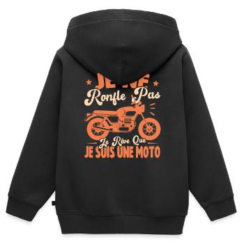 Je Ne Ronfle Pas Je Rêve Que Je Suis Une Moto - Sweat Premium à capuche zippé enfant bio - noir - Dos - AI Model Kid Male (0cm)
