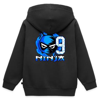 Kinder 9. Geburtstag Junge 9 Jahre alt Ninja - Kinder Premium Organic Zip Hoodie - Schwarz - Hinten - AI Model Kid Male (0cm)
