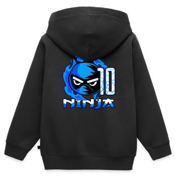 Kinder 10. Geburtstag Junge 10 Jahre alt Ninja - Kinder Premium Organic Zip Hoodie - Schwarz - Hinten - AI Model Kid Male (0cm)