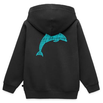 Delfin - Kinder Premium Organic Zip Hoodie - Schwarz - Hinten - AI Model Kid Male (0cm)