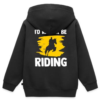 Amoureux des chevaux Équitation équestre - Sweat Premium à capuche zippé enfant bio - noir - Dos - AI Model Kid Male (0cm)