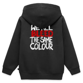 We All Bleed The Same Colour - Kinder Premium Organic Zip Hoodie - Schwarz - Hinten - AI Model Kid Male (0cm)