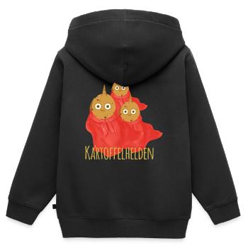 Kartoffeln, Familie,kartoffelfamilie, Helden, held - Kinder Premium Organic Zip Hoodie - Schwarz - Hinten - AI Model Kid Male (0cm)