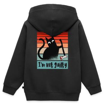 Je suis innocent, chat à la hache ensanglantée - Sweat Premium à capuche zippé enfant bio - noir - Dos - AI Model Kid Male (0cm)