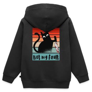 Pas ma faute, chat innocent avec un couteau - Sweat Premium à capuche zippé enfant bio - noir - Dos - AI Model Kid Male (0cm)