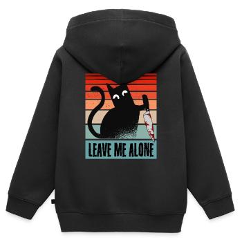 Lass mich in Ruhe, Katze mit Messer - Kinder Premium Organic Zip Hoodie - Schwarz - Hinten - AI Model Kid Male (0cm)