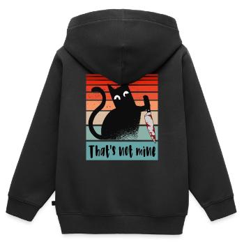 Ce n’est pas le mien, Chat innocent avec couteau - Sweat Premium à capuche zippé enfant bio - noir - Dos - AI Model Kid Male (0cm)