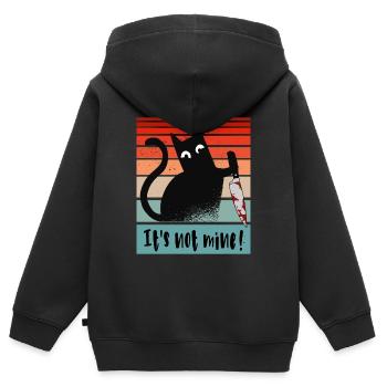 Ce n’est pas le mien, chat innocent avec un couteau - Sweat Premium à capuche zippé enfant bio - noir - Dos - AI Model Kid Male (0cm)