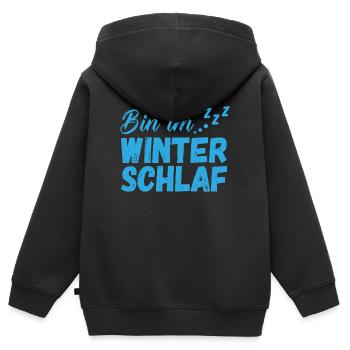 Bin im Winterschlaf - Kalt Eis Frost Schnee Winter - Kinder Premium Organic Zip Hoodie - Schwarz - Hinten - AI Model Kid Male (0cm)