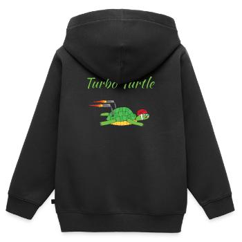 Tortue turbo - Sweat Premium à capuche zippé enfant bio - noir - Dos - AI Model Kid Male (0cm)