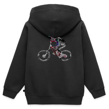 Mountainbike MTB bergab - Kinder Premium Organic Zip Hoodie - Schwarz - Hinten - AI Model Kid Male (0cm)