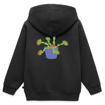 Plante carnivore - Sweat Premium à capuche zippé enfant bio - noir - Dos - AI Model Kid Male (0cm)