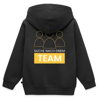 suche nach einem Team - Kinder Premium Organic Zip Hoodie - Schwarz - Hinten - AI Model Kid Male (0cm)
