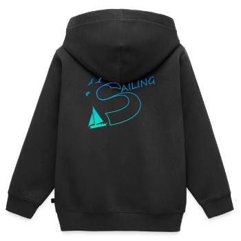 sailing segeln - Kinder Premium Organic Zip Hoodie - Schwarz - Hinten - AI Model Kid Male (0cm)