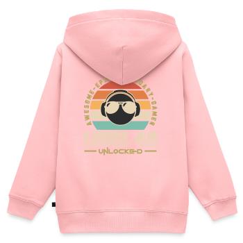Level 49 - Kids Premium Organic Zip-up Hoodie - rose - Back - AI Model Kid Female (0cm)