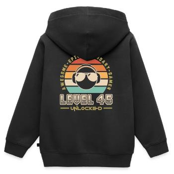 Level 45 - Kids Premium Organic Zip-up Hoodie - black - Back - AI Model Kid Male (0cm)