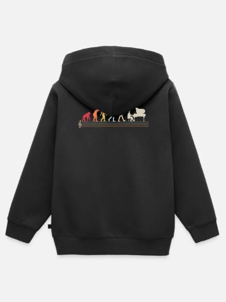 Entwicklung des Menschen Pianist Pianisten - Kinder Premium Organic Zip Hoodie - Schwarz