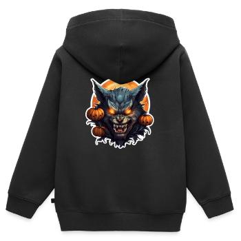 Loup-garou - Sweat Premium à capuche zippé enfant bio - noir - Dos - AI Model Kid Male (0cm)