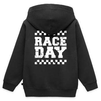 race day Zielflagge Autorennen Formel Racing Logo - Kinder Premium Organic Zip Hoodie - Schwarz - Hinten - AI Model Kid Male (0cm)