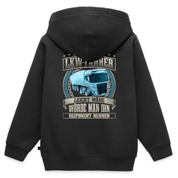 LKW Fahrer - Kinder Premium Organic Zip Hoodie - Schwarz - Hinten - AI Model Kid Male (0cm)