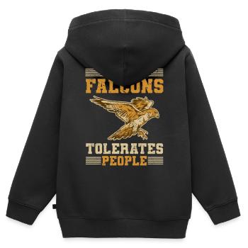 Fauconnerie - Sweat Premium à capuche zippé enfant bio - noir - Dos - AI Model Kid Male (0cm)