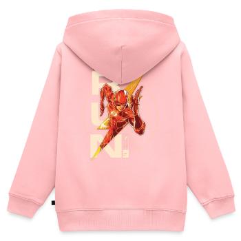The Flash Schriftzug RUN. - Kinder Premium Organic Zip Hoodie - Rosa - Hinten - AI Model Kid Female (0cm)