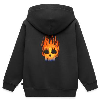 Fire Skull watercolor - Kids Premium Organic Zip-up Hoodie - black - Back - AI Model Kid Male (0cm)