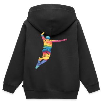 Abstrakte Basketball-Dunk-Kunst in leuchtenden Farben - Kinder Premium Organic Zip Hoodie - Schwarz - Hinten - AI Model Kid Male (0cm)