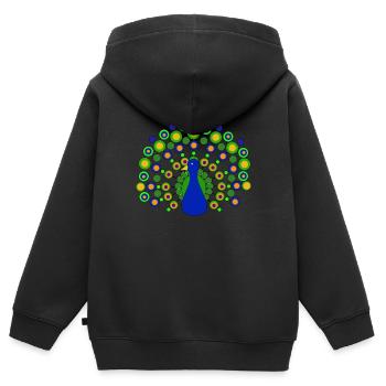 Peacock - Kids Premium Organic Zip-up Hoodie - black - Back - AI Model Kid Male (0cm)