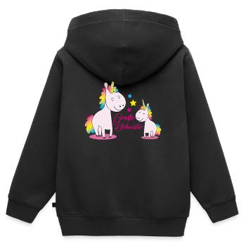Große Schwester Einhorn - Kinder Premium Organic Zip Hoodie - Schwarz - Hinten - AI Model Kid Male (0cm)