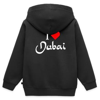 Dubaï - Sweat Premium à capuche zippé enfant bio - noir - Dos - AI Model Kid Male (0cm)