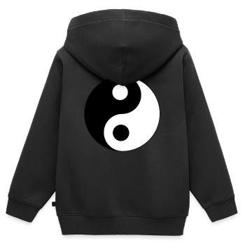 YIN YANG - Sweat Premium à capuche zippé enfant bio - noir - Dos - AI Model Kid Male (0cm)