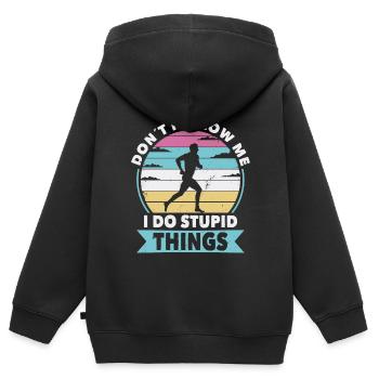 Don t follow me running - Kids Premium Organic Zip-up Hoodie - black - Back - AI Model Kid Male (0cm)