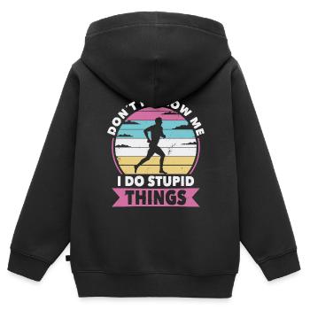 Don t follow me running - Kids Premium Organic Zip-up Hoodie - black - Back - AI Model Kid Male (0cm)