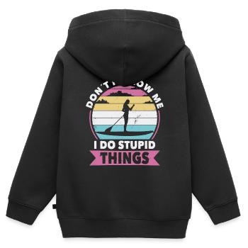 Do not follow paddle board - Kids Premium Organic Zip-up Hoodie - black - Back - AI Model Kid Male (0cm)