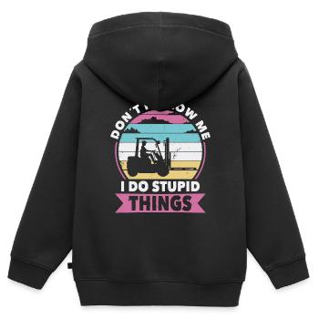 Do not follow Forklifts - Kids Premium Organic Zip-up Hoodie - black - Back - AI Model Kid Male (0cm)