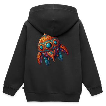 Colorful imaginative whimsical spaceship - Kids Premium Organic Zip-up Hoodie - black - Back - AI Model Kid Male (0cm)