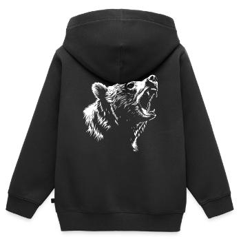 Grizzly Bär Brüllen Geschenk - Kinder Premium Organic Zip Hoodie - Schwarz - Hinten - AI Model Kid Male (0cm)