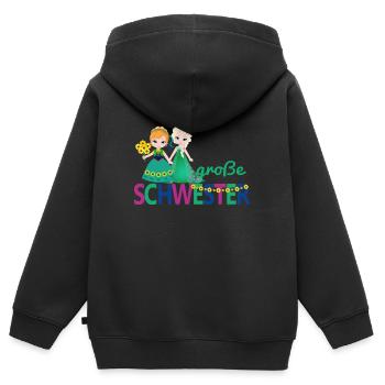 big sister girl bouquet - Kids Premium Organic Zip-up Hoodie - black - Back - AI Model Kid Male (0cm)
