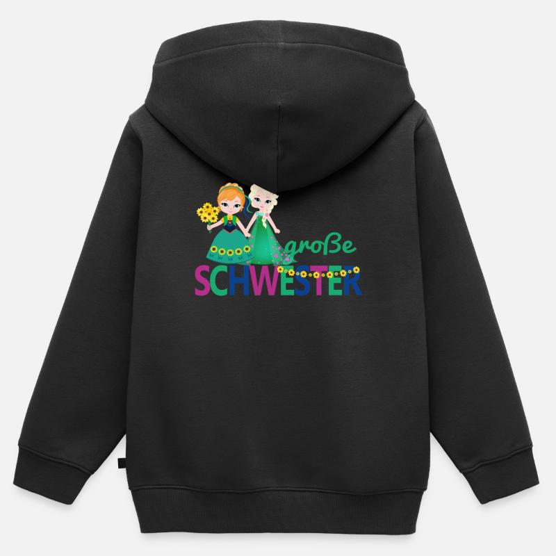 große Schwester Mädchen Blumenstrauß - Kinder Premium Organic Zip Hoodie - Schwarz